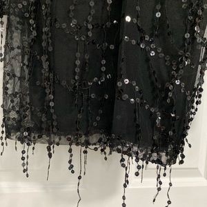 Size large SHEIN dress black with tassels mini, sleeves. Purchased, never worn